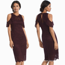 Cold-Shoulder Lace Sheath Evening Dress